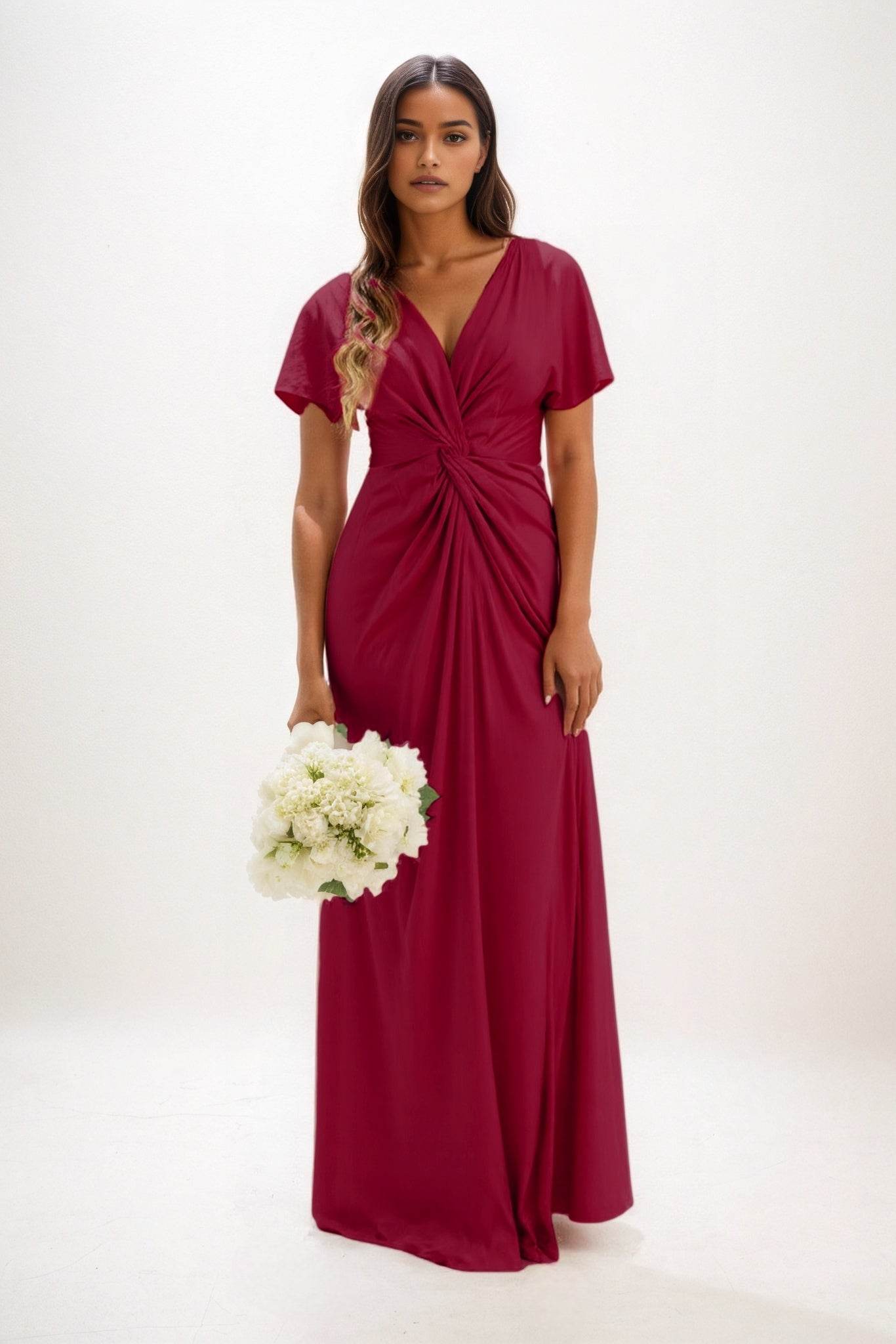 A-Line Maxi Luxe Satin Bridesmaid Dress CB0838 - COCOMELODY